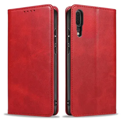 Produktbild von Handyhülle für Huawei P20 Kunstleder Flip Cover Hülle Handytasche Case Kartenfach Farbe: Rot