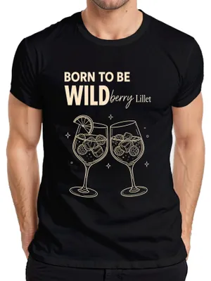 Immagine prodotto di Maglietta da uomo, colore nero, taglia M, con scritta "Born to be Wildberry Lillet Lustig Mädelsabend JGA Trinkspruch"