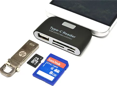 Immagine prodotto di Lettore di schede INF Type-C - Hub USB e funzione OTG Nero