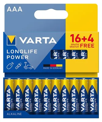 Immagine prodotto di Varta BAT0360 Batterie alcaline LR03 Longlife Power, AAA, 16+4 pezzi