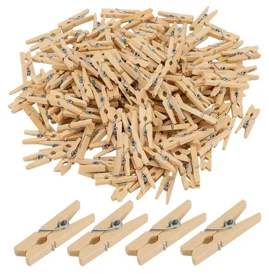 Produktbild von Mini Holz-Wäscheklammern - 200 Stück - Für DIY Handwerk und Dekoration - 2,5 x 0,3 cm