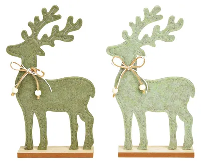 Produktbild von Grüner Rentier Aufsteller 2er Set, 15x26x4 cm als Weihnachtsdeko