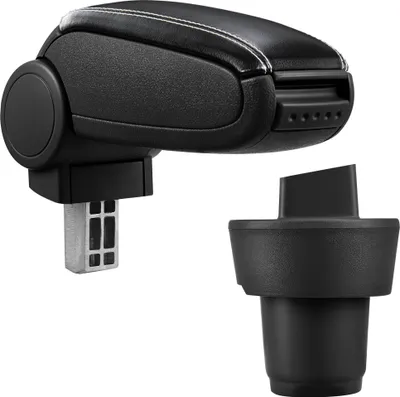 Image de [pro.tec] Accoudoir central pour VW Up ! (3 et 5 portes) - accoudoir avec compartiment de rangement - rembourré - cuir synthétique noir avec coutures blanches
