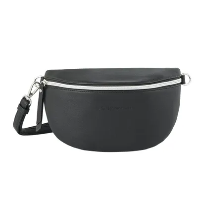 Produktbild von Tom Tailor, Gürteltasche Umhängetasche Rosie, Kunstleder, Schwarz, ca. 23,5x8x16 cm, abnehmbarer verstellbarer Schulterriemen, 1 Steckfach, leicht genarbte Oberfläche, silberfarbene Nylon-Reißverschlüsse