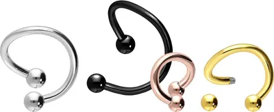 Produktbild von Ohrpiercing, Nasenpiercing, Septum Piercing Chirurgenstahl spiralförmiger Hufeisenring Schwarz Innendurchmesser: 5 mm
