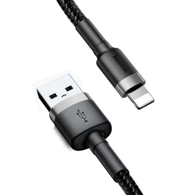 Produktbild von Baseus CALKLF-CG1, 2 m, USB A, Männlich, Männlich, Grau, Schwarz, Gerade