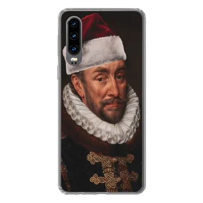 Produktbild von MuchoWow® Handyhülle Schutzhülle Hülle für Huawei P30 Gemälde - Weihnachtsmütze - Alte Meister Silikon Softcase Handy Hülle - Kartenbesitzer