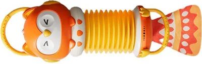 Image de Jouet accordéon pour enfants, forme de hibou, design de poignée, bouton, musique, instrument éducatif d'éveil, orange