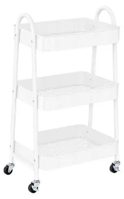 Zdjęcie produktu dla Verk 27493 Třípatrový kovový regál na kolečkách 78 x 46 x 26 cm, bílý