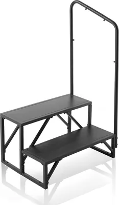 Produktbild von Wohnmobil-Stufen, 2-stufige Wohnmobil-Treppe, 200 kg Tragkraft, Verdickter Kohlenstoffstahl, mit Handlauf, rutschfeste Stufen für sicheres Ein- und Aussteigen, geeignet für Wohnmobil, Anhänger