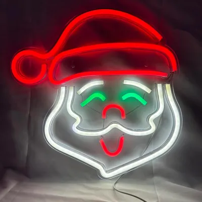 Weihnachtsmann Neon LED USB Dekoration, 35x35 cm, Acryl