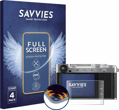 Produktbild von 4x Savvies Fullscreen Schutzfolie für Fujifilm X-E5 Displayschutz Folie Fullcover Klar Transparent