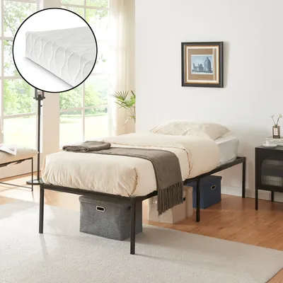 Immagine prodotto di Letto in metallo 'Vårdö' con materasso 90 x 200 cm nero