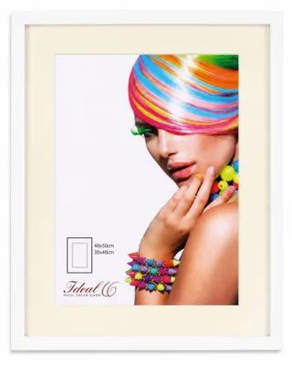 Produktbild von 3D Objektrahmen Bilderrahmen mit Passepartout & gehärtetem Glas Holz MDF Rahmen Foto Poster - Farbe: Weiß | Format: 40x50