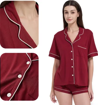 Produktbild von Zweiteiliger Mädchen-Pyjama Verkleidung Kurzes Outfit Bordo Mit Weisser Biza L