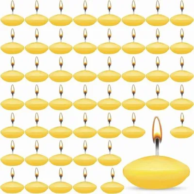 Image de Lot de 50 bougies flottantes jaunes pour les mariages et Noël