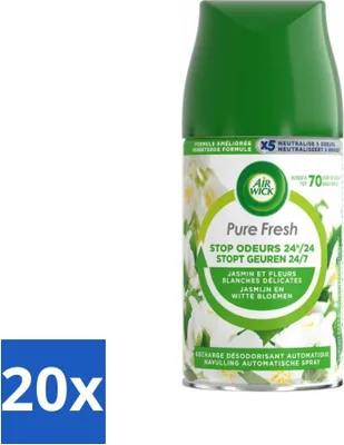Image de Air Wick Freshmatic Recharge pour vaporisateur automatique Jasmin & Fleurs blanches 250 ml - Pack économique - 20 pièces