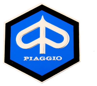 Produktbild von Emblem Aufkleber Piaggio Vespa, 6-eckig, Kaskade, blau schwarz, 42 mm