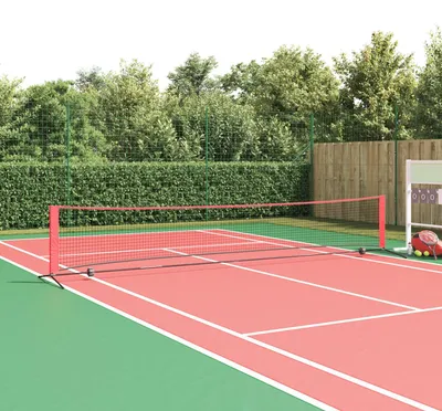 Zdjęcie produktu dla vidaXL Siatka do tenisa czarno-czerwona 494,5 x 90 x 87 cm poliester
