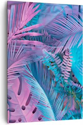 Produktbild von Bild auf Leinwand - Leinwandbild - Einteilig - Blätter Rosa Blau - 70x100cm - Wand Bild - Wanddeko - Wandbilder - Leinwanddruck - Wanddekoration - Leinwand bilder - Wandbild - PA70x100-4401