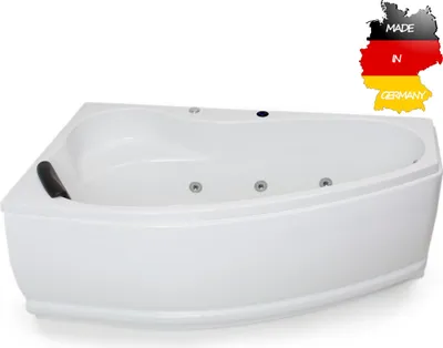 Produktbild von Basera BASIC Indoor Eck-Whirlpool Badewanne Formentera Links 160 x 90 cm mit 9 Massagedüsen, LED-Ambiente