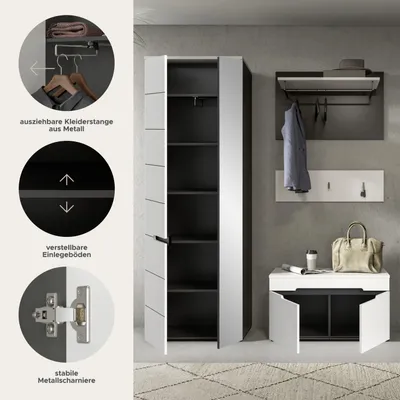 Produktbild von Canu Garderobenmöbel Set C28 weiß, grau.