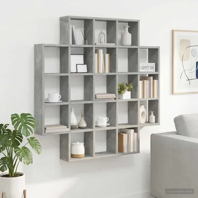Zdjęcie produktu dla Maison Exclusive - Półka ścienna, kolor betonowy, 100 x 13 x 100 cm, płyta wiórowa