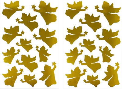 Produktbild von Oblique Unique 24 Engel Sticker Aufkleber glänzend für Weihnachten Weihnachtsdeko Geschenkdeko Basteln - gold
