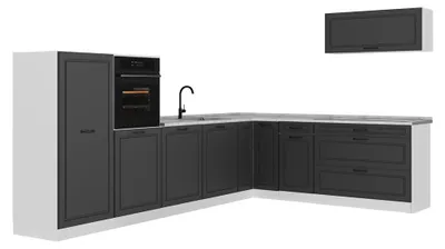 Productafbeelding van Hoekkeuken Vicco R-Line Antraciet landelijk/Wit 327 x cm marmer werkblad, Model 68248