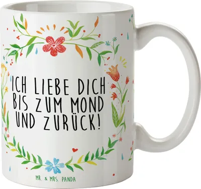 Produktbild von Mr. & Mrs. Panda Becher Ich liebe dich bis... - Geschenk, Kaffeebecher, Kaffeetasse, Teetasse, Pott, Keramikbecher