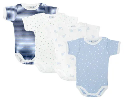 Produktbild von BABIDU | 4er-Pack Babybody Kurzarm mit Schulteröffnung – 100% Baumwolle, weich &