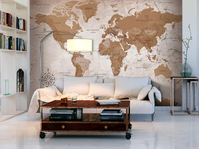 Produktbild von Vlies Fototapete Weltkarte 400x280 cm Tapeten Wandtapete XXL Geographie Kontinente k-A-0108-a-a