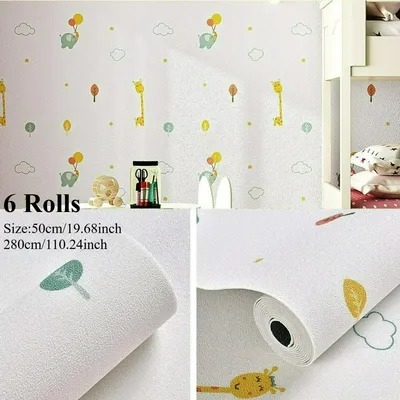Produktbild von 6 Bände selbstklebende Tapete,wasserdichte und feuchtigkeitsdicht,Schlafzimmer/Wohnzi Dekoration Wallpaper,3D Aufkleber,Tier Design Wandaufklebe.
