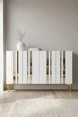 Obrázok produktu pre Skye Decor, kvalitná konzolová zostava (3-dielna) v bielej a zlatej farbe, 120 cm, 100% melamín