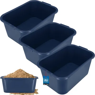 Produktbild von KOTARBAU® 3er Set Mörtelkübel eckig 45 L Dunkelblau Kunststoff Mörtelwanne Mörtelkasten Speißkübel Baukübel Baueimer Mörteleimer Speisfass eckig