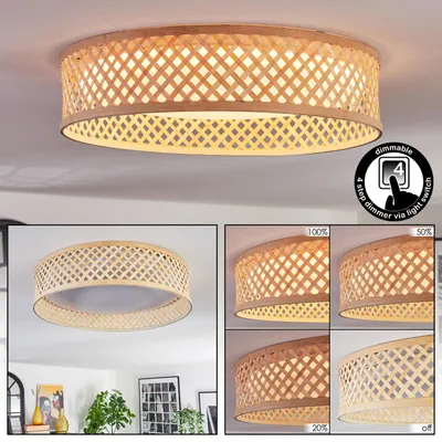 Produktbild von Barcellona Deckenlampe dimmbar aus Metall/Bambus/Kunststoff in Weiß/Naturfarben