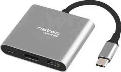 Obrázok produktu pre NATEC Fowler Mini, USB 2.0 Type-C, Šedá, HDMI, USB 3.2 Gen 1 (3.1 Gen 1) Type-A, USB 3.2 Gen 1 (3.1 Gen 1) Type-C, USB, 59 mm, 52 mm