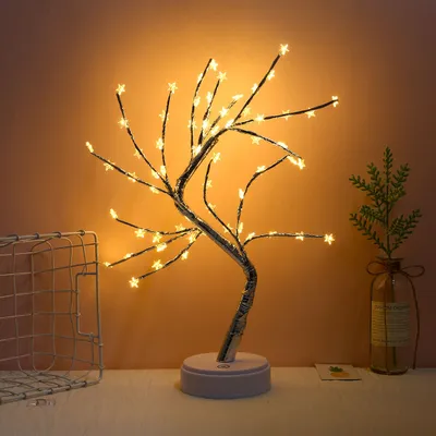Immagine prodotto di LED Stella Albero Lampada Bianco Caldo Albero Bonsai Artificiale Luce Notturna A Batteria Operata Decorazione Interna