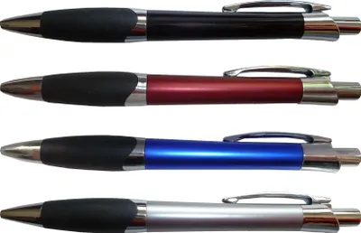 Produktbild von 4x Kugelschreiber aus Metall / mit Griffgummimanschette / 4 Farben