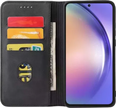 Produktbild von Smartphonica Samsung Galaxy A54 5G kunstleren hoesje met  magnetische sluiting en pashouders book case - Zwart