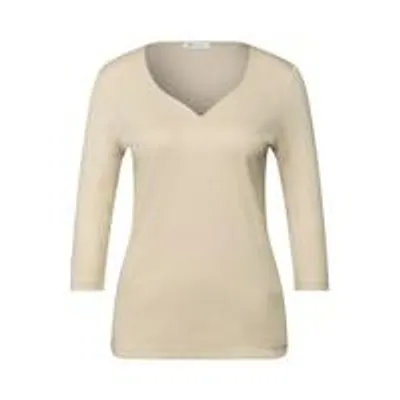 Produktbild von Street One Damen T-Shirt aus Baumwoll-Modalmix mit Herzausschnitt und 3/4-Arm