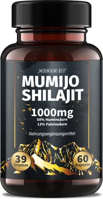 Produktbild von Saint Nutrition® Mumijo Shilajit 1000mg hochdosiert – das schwarze Gold des Himalaya – Energiebooster – Stärkung des Immunsystems - Muskelaufbau