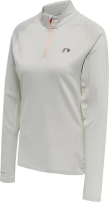 Productafbeelding van Dames trainingsshirt voor hardlopen, model met halve rits, kleur: oesterzwam melange, maat: XL