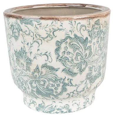 Produktbild von Clayre & Eef Blumentopf Ø 17x15 cm Grün Beige Keramik Blumen