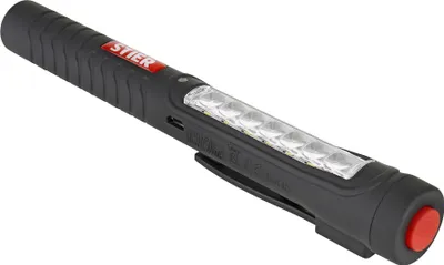 Produktbild von STIER LED-Stiftleuchte, 150 Lumen Vorderseite, 50 Lumen Hochleistungs-Spotlight, Magnet & Taschenklipp, USB-Ladestecker, Werkstatt Inspektionsleuchte, SMD-LEDs mit langer Lebensdauer