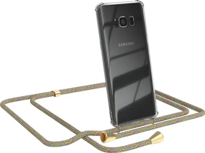Produktbild von EAZY CASE Handykette kompatibel mit Samsung Galaxy S8, Handyhülle mit Umhängeband, Handykordel, Schutzhülle Clear, Band in Bunt