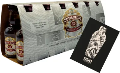 Produktbild von Chivas Regal 12 Years Whisky Miniatur 12x 50ml (40% Vol) Old blended Scotch Whisky Mini- [Enthält Sulfite]