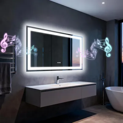 LED-Badspiegel 120x70 cm, Bluetooth, Anti-Beschlag, dimmbar, 3 Farbtemperaturen