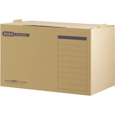 Obrázok produktu pre Archívny box tric system 51 x 33 x 36 cm (š x v x h) DIN A4 s archívnou potlačou vlnitá lepenka prírodná hnedá