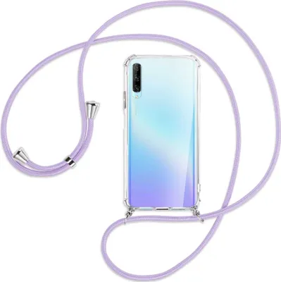 Produktbild von Handykette Backcover-Schutzhülle mit Band (Metall silberfarben) für Huawei P Smart Pro 2019 - violett